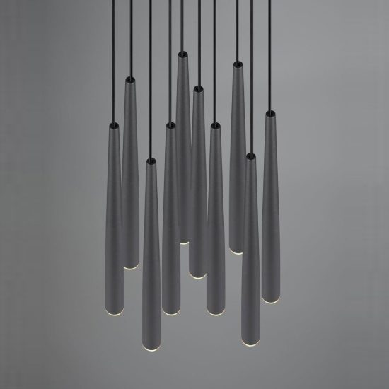 Lampadario a sospensione 10 luci led 38w 2300k 3000k 4000k per sala da pranzo nero