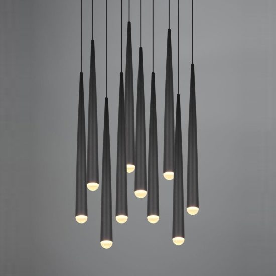 Lampadario a sospensione 10 luci led 38w 2300k 3000k 4000k per sala da pranzo nero