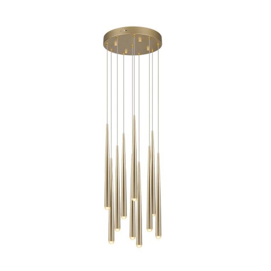 Lampadario a sospensione 10 luci led 38w 2300k 3000k 4000k per sala da pranzo oro