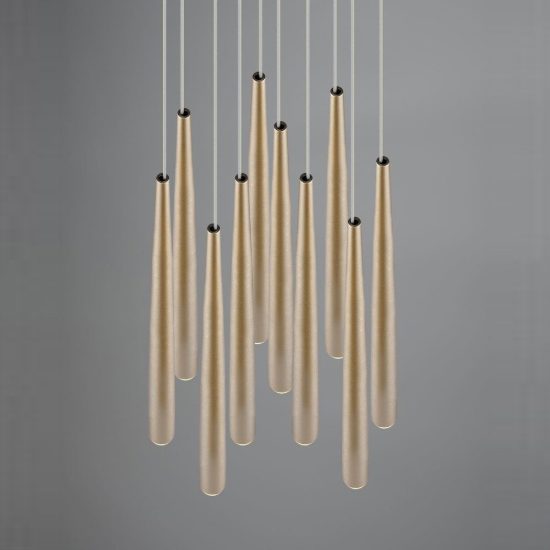 Lampadario a sospensione 10 luci led 38w 2300k 3000k 4000k per sala da pranzo oro