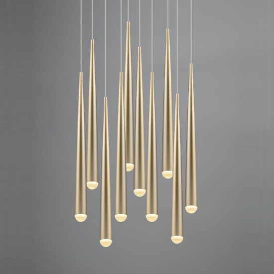 Lampadario a sospensione 10 luci led 38w 2300k 3000k 4000k per sala da pranzo oro