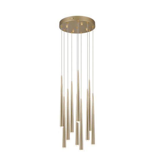 Lampadario a sospensione 10 luci led 38w 2300k 3000k 4000k per sala da pranzo oro