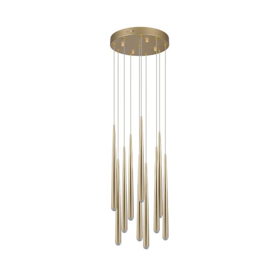 Lampadario a sospensione 10 luci led 38w 2300k 3000k 4000k per sala da pranzo oro