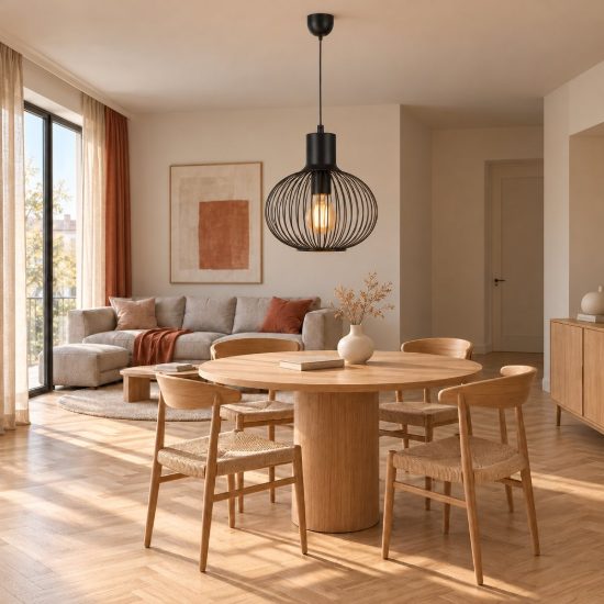 Lampadario a sospensione piccolo per sala da pranzo moderno nero a gabbia