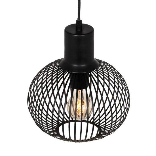 Lampadario a sospensione piccolo per sala da pranzo moderno nero a gabbia