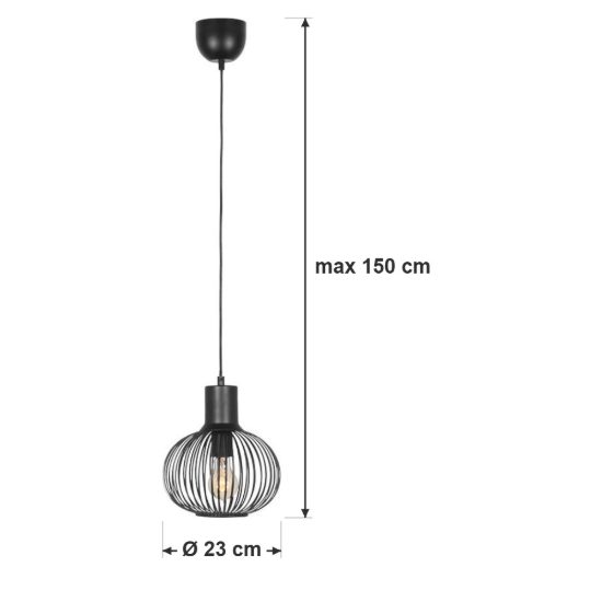 Lampadario a sospensione piccolo per sala da pranzo moderno nero a gabbia
