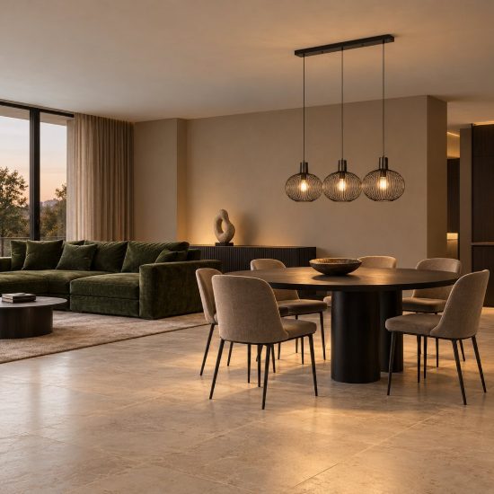 Lampadario a sospensione con 3 pendenti per sala da pranzo moderno nero a gabbia