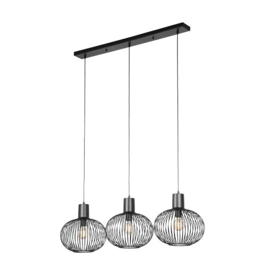 Lampadario a sospensione con 3 pendenti per sala da pranzo moderno nero a gabbia