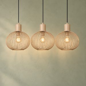 Lampadario a sospensione 3 luci per sala da pranzo moderno sabbia a gabbia