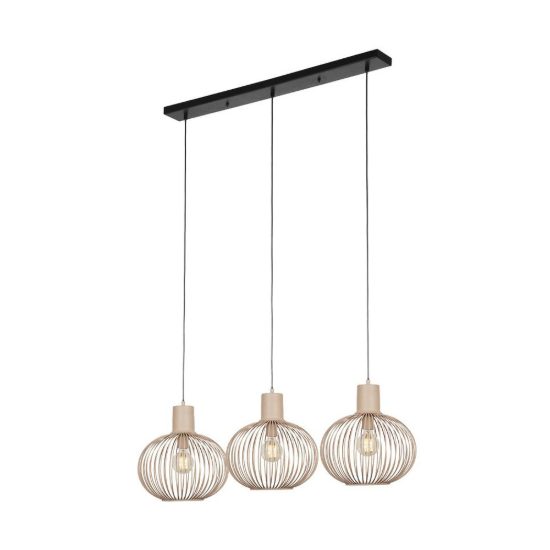 Lampadario a sospensione 3 luci per sala da pranzo moderno sabbia a gabbia