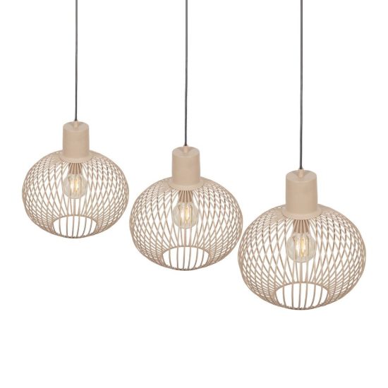 Lampadario a sospensione 3 luci per sala da pranzo moderno sabbia a gabbia