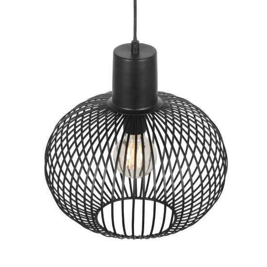 Lampadario a sospensione grande per sala da pranzo moderno nero a gabbia