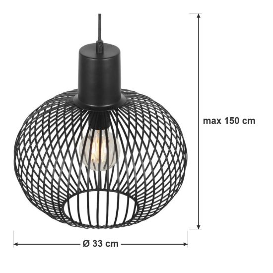 Lampadario a sospensione grande per sala da pranzo moderno nero a gabbia