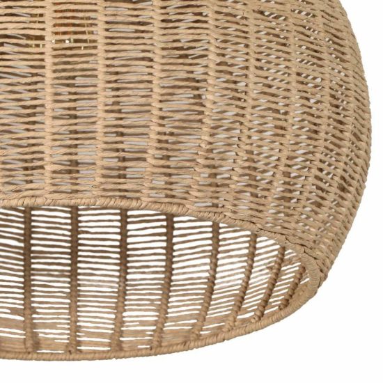 Lampadario a sospensione grande per sala da pranzo con paralume in juta intrecciata naturale