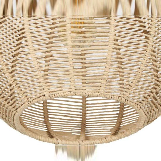 Lampadario a sospensione piccolo per sala da pranzo con paralume in juta intrecciata naturale