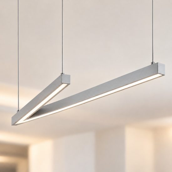 Lampadario a sospensione led 44w 2000k 4000k dim to warm a forma di v nichel opaco