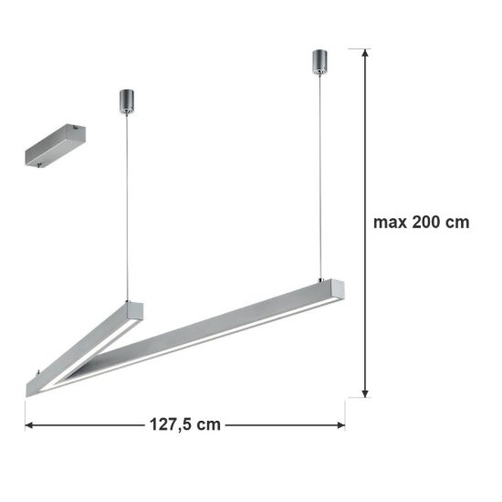 Lampadario a sospensione led 44w 2000k 4000k dim to warm a forma di v nichel opaco