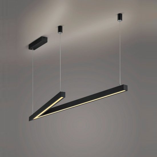Lampadario a sospensione led 44w 2000k 4000k dim to warm a forma di v nero