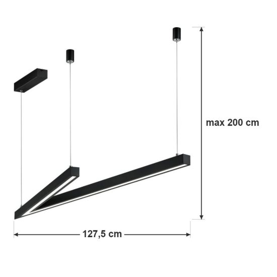 Lampadario a sospensione led 44w 2000k 4000k dim to warm a forma di v nero