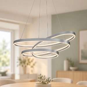 Lampadario a sospensione led 100w 2000k 4000k dimmerabile dim to warm a spirale nichel opaco