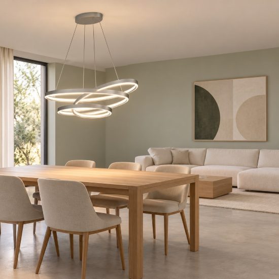 Lampadario a sospensione led 100w 2000k 4000k dimmerabile dim to warm a spirale nichel opaco
