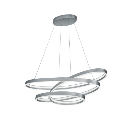 Lampadario a sospensione led 100w 2000k 4000k dimmerabile dim to warm a spirale nichel opaco