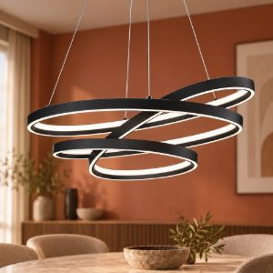 Lampadario a sospensione led 100w 2000k 4000k dimmerabile dim to warm a spirale nero