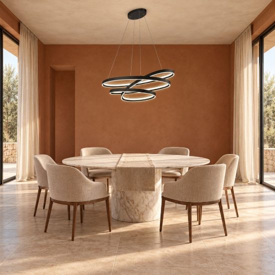 Lampadario a sospensione led 100w 2000k 4000k dimmerabile dim to warm a spirale nero