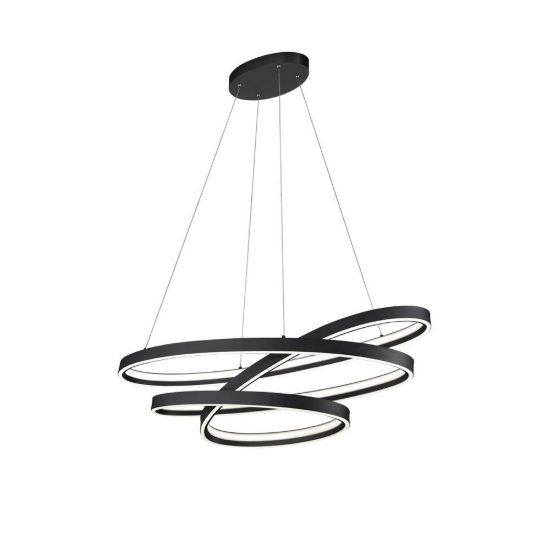 Lampadario a sospensione led 100w 2000k 4000k dimmerabile dim to warm a spirale nero