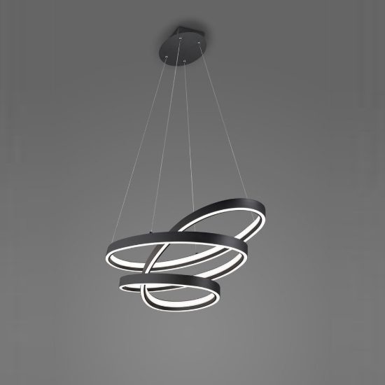 Lampadario a sospensione led 100w 2000k 4000k dimmerabile dim to warm a spirale nero