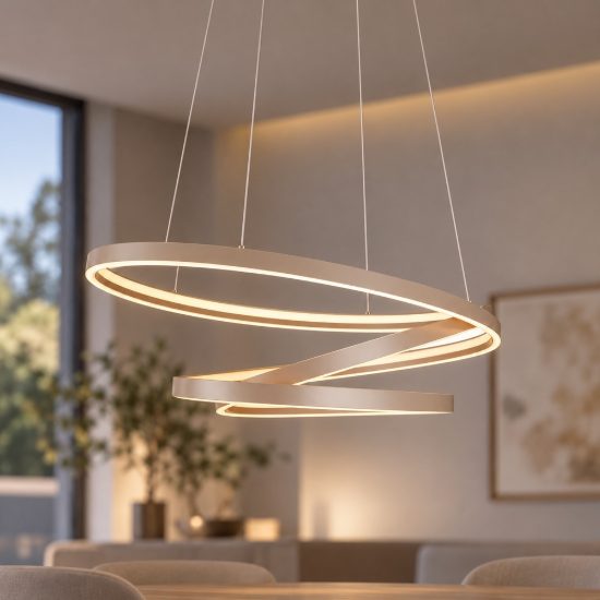 Lampadario a sospensione led 100w 2000k 4000k dimmerabile dim to warm a spirale tortora