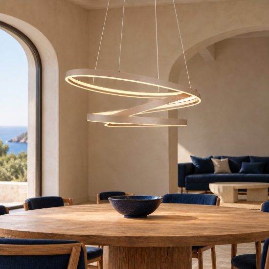 Lampadario a sospensione led 100w 2000k 4000k dimmerabile dim to warm a spirale tortora