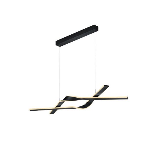 Lampadario a sospensione led 53w 2000k 4000k dimmerabile dim to warm in metallo piegato nero