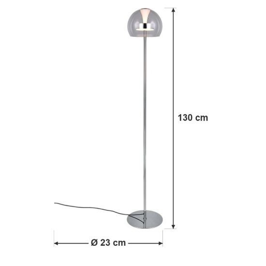 Piantana led 11w cct 2300k 3000k 4000k per soggiorno moderna cromo con vetro trasparente