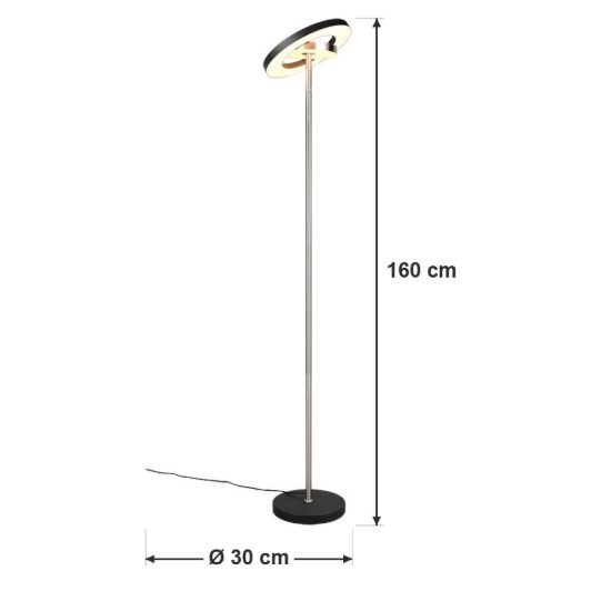 Piantana led 19w cct 2300k 3000k 4000k touch per soggiorno orientabile nera nichel opaco