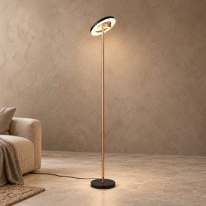Lampada da terra led 19w 2300k 3000k 4000k touch per soggiorno orientabile nera e caffè