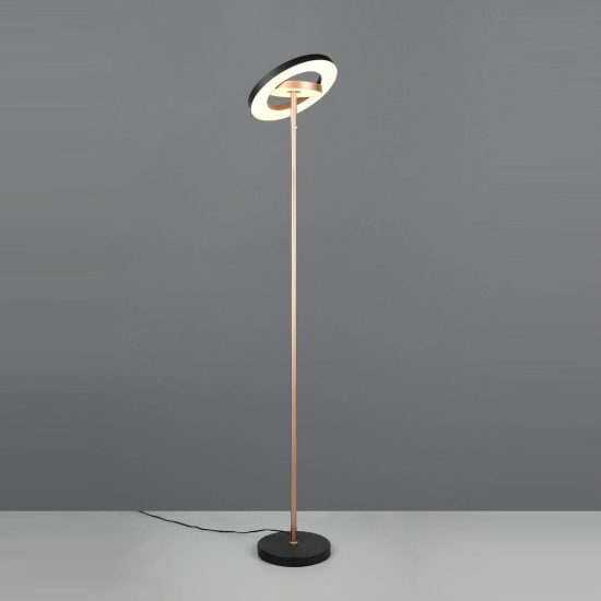 Lampada da terra led 19w 2300k 3000k 4000k touch per soggiorno orientabile nera e caffè