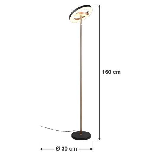Lampada da terra led 19w 2300k 3000k 4000k touch per soggiorno orientabile nera e caffè