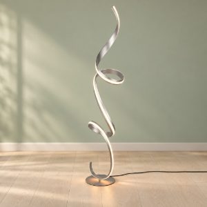Piantana led 52w 2000k 4000k dimmerabile dim to warm per soggiorno a spirale nichel opaco
