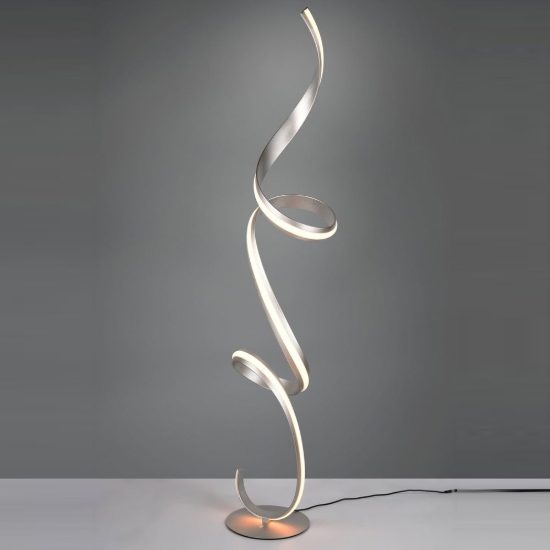 Piantana led 52w 2000k 4000k dimmerabile dim to warm per soggiorno a spirale nichel opaco