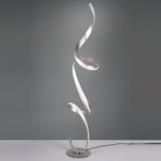 Piantana led 52w 2000k 4000k dimmerabile dim to warm per soggiorno a spirale nichel opaco