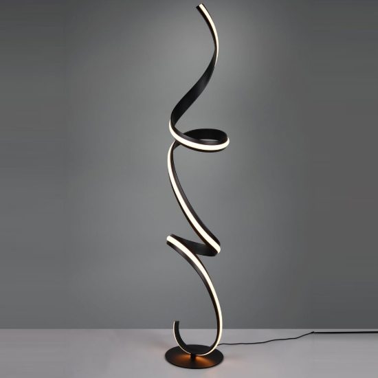 Lampada da terra led 52w 2000k 4000k dimmerabile dim to warm per soggiorno a spirale nera
