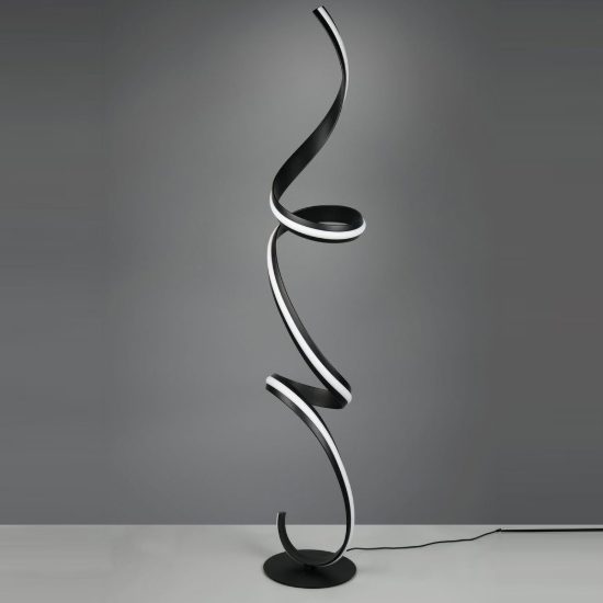 Lampada da terra led 52w 2000k 4000k dimmerabile dim to warm per soggiorno a spirale nera
