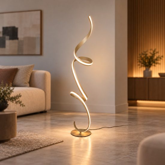 Piantana led 52w 2000k 4000k dimmerabile dim to warm per soggiorno a spirale beige