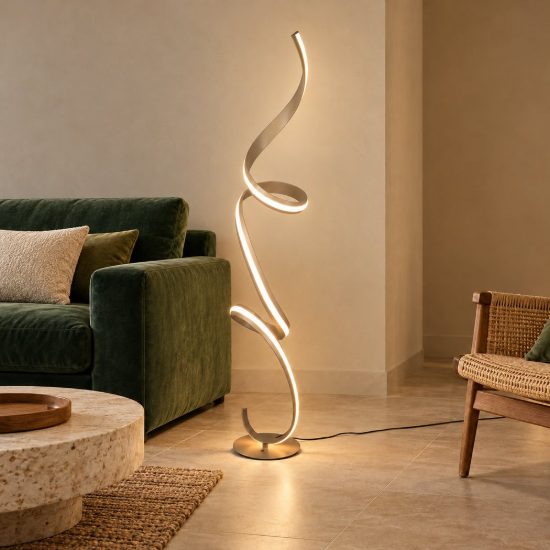 Piantana led 52w 2000k 4000k dimmerabile dim to warm per soggiorno a spirale beige