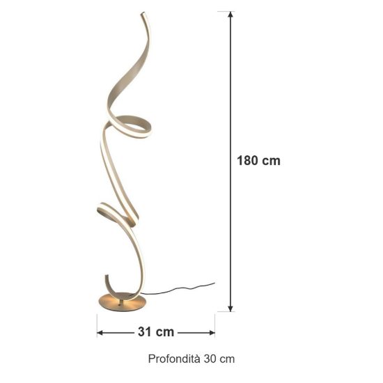 Piantana led 52w 2000k 4000k dimmerabile dim to warm per soggiorno a spirale beige