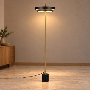 Piantana led 21w 2300k 3000k 4000k touch per soggiorno nera e caffè a dischi sovrapposti