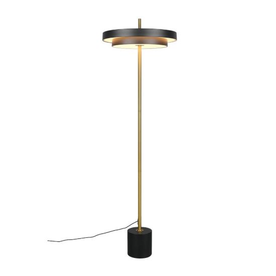 Piantana led 21w 2300k 3000k 4000k touch per soggiorno nera e caffè a dischi sovrapposti