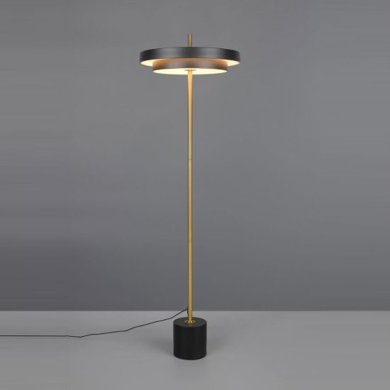 Piantana led 21w 2300k 3000k 4000k touch per soggiorno nera e caffè a dischi sovrapposti