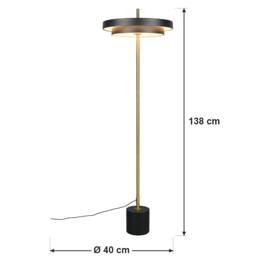 Piantana led 21w 2300k 3000k 4000k touch per soggiorno nera e caffè a dischi sovrapposti